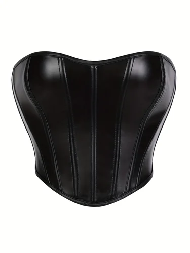 Corsé moldeador sexy de mujer sin tirantes y con soporte de cuero