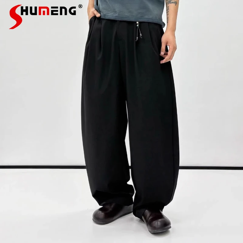 

Men's 2026 Spring Fashion Curved Trousers Loose Comfort Versatile Trendy Straight-leg Trousers Simple Solid Color Handsome Pants