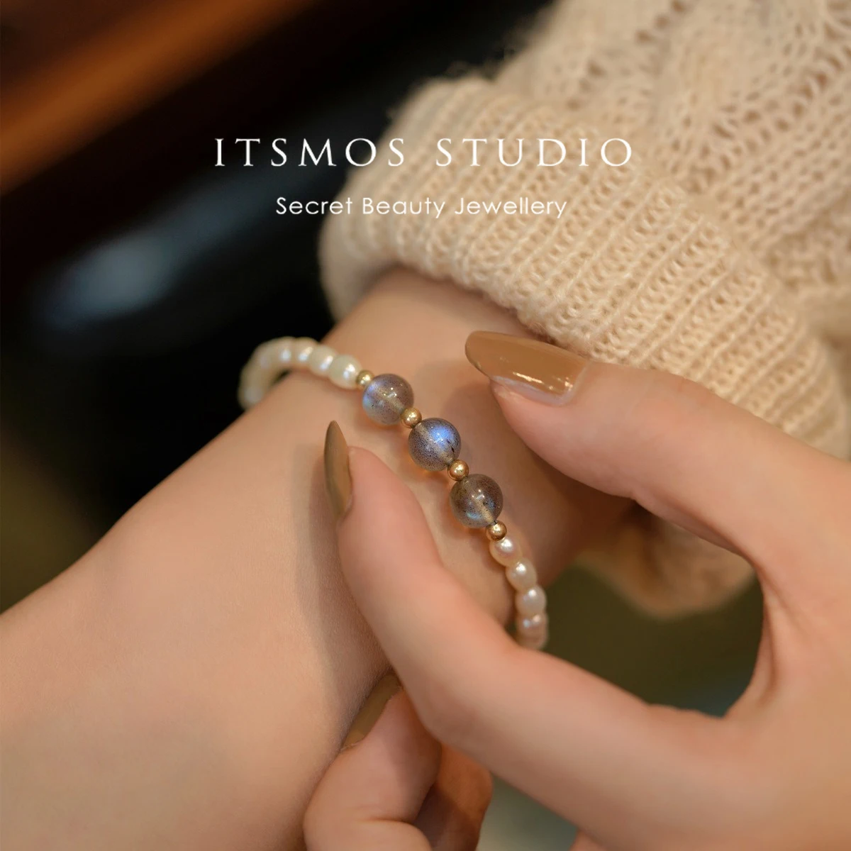 

ITSMOS натуральный лабрадорит жемчуг браслеты k золотая бусина элегантные украшения йога медитация энергетический браслет для женщин изящный простой