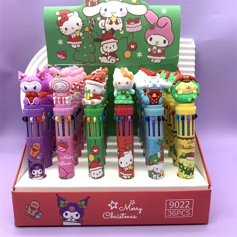 10 Color Christmas Sanrio Pochacco Mymelody Kuromi Cinnamoroll Kawaii Cute Ballpoint Pen Cartoon Gel Pen Student gift