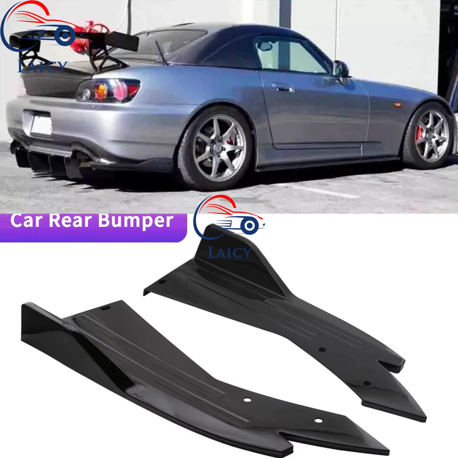 

LAICY для H0nda S2000 2000-2009 автомобильный задний бампер, спойлер, разделитель губ, диффузор, комплект кузова, боковая юбка, защитные чехлы, черный
