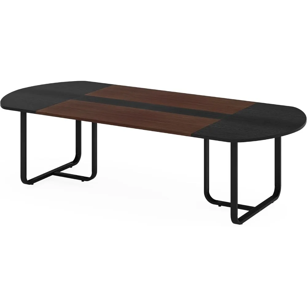 70.86'' Modern Oval Executive Computer Desk with Two-Tone Finish Splicing Board, Large Double Desk for Workstation, Curved Home