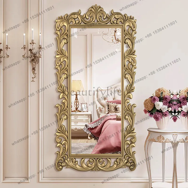 

French retro full-length mirror household carved large mirror living room cloakroom