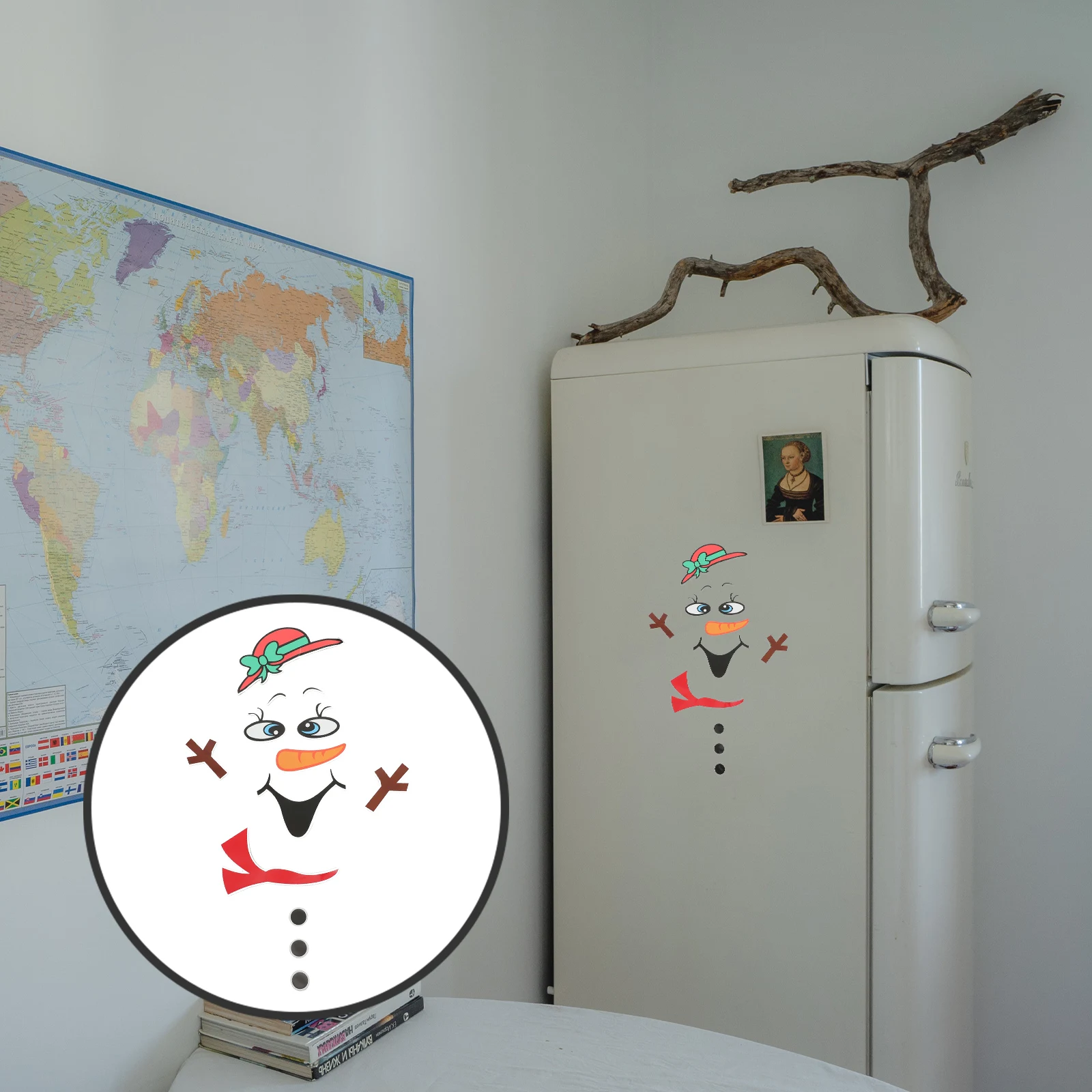 

Refrigerator Snowman Fridge Magnet Christmas Stickers Decal Wall Decoration for