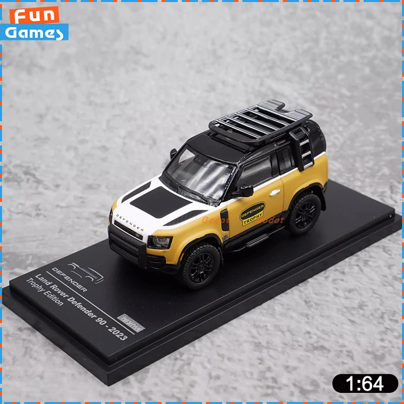 

Almost Real 1/64 Car Model Land Rover Defender 90 Camel Cup Series 2023 AR Alloy Car Model Simulation Model Boy Custom Toy Gift