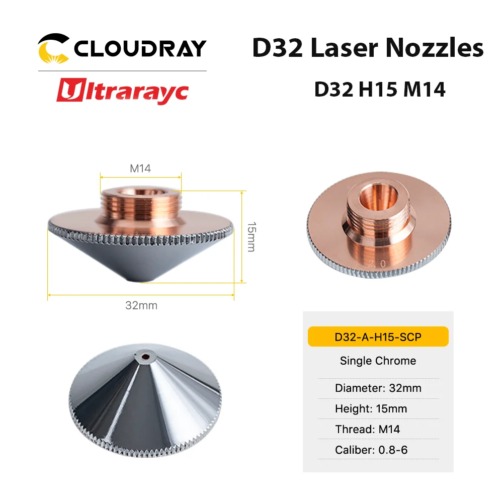 Ultrarayc Fiber kesme kafası lazer memesi tek çift krom kaplama katmanlar D32 kalibreli Raytools Empower kafa için 0.8-6.0mm
