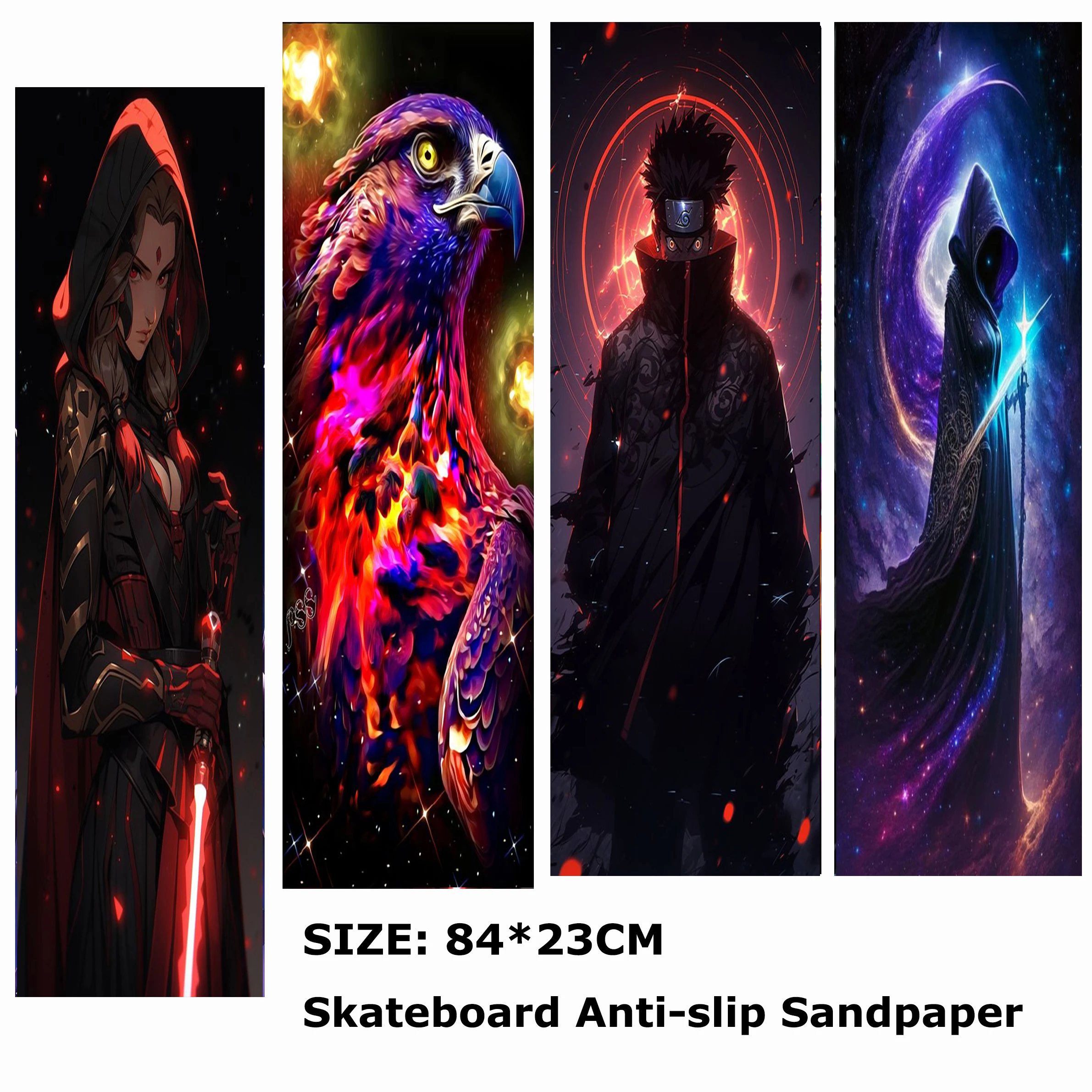 Samurai Anime Mural Pattern Electric Scooter Anti-slip Sticker Sandpaper Skateboard Anti-slip Tape Sheet 84*23cm