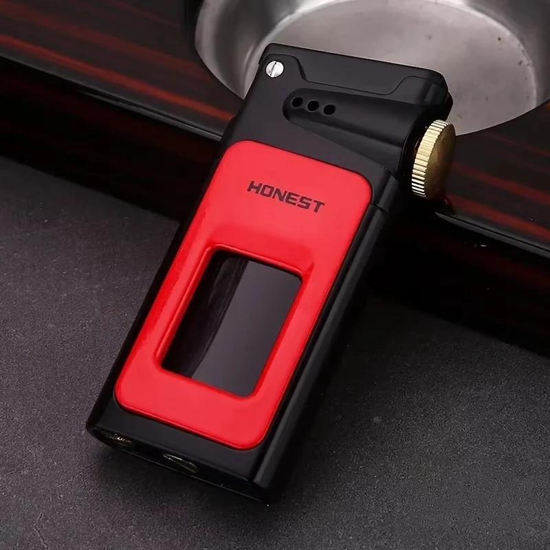 Honesty Creativity Jet Ignition Open Flame Lighter Transparent Large Capacity Fuel Tank Retro High-end Lighter Smoking Gift