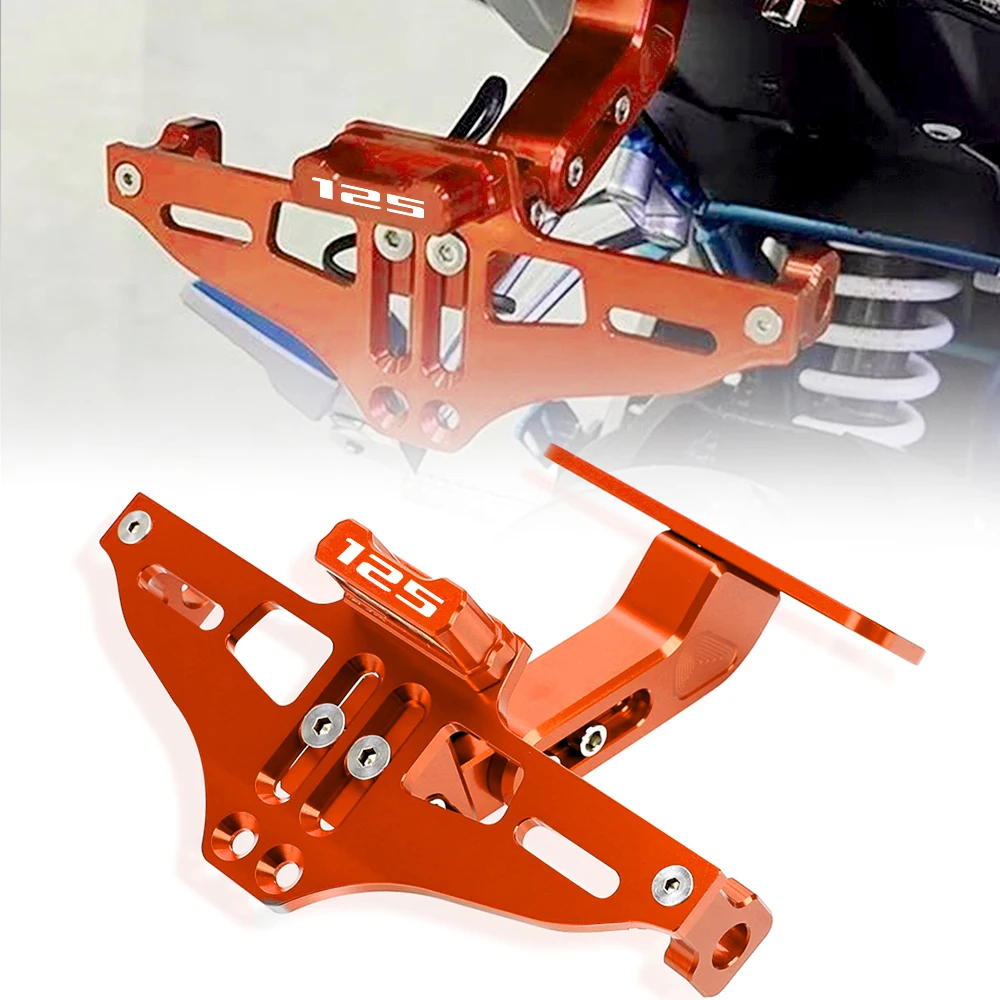 Universal CNC Angle License Number Plate 125EXC 125 Motorcycle Part Frame Holder Bracket Adjustable LED Light For 125SX 125 XC-W