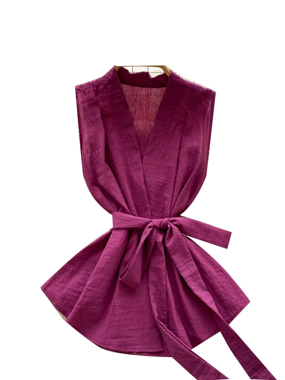 

Casual Waist-Cinching Cross-Band V-Ne Svel irt Women Summer 2025 Light Maturi Sle Slimming Loose Fit Blouse