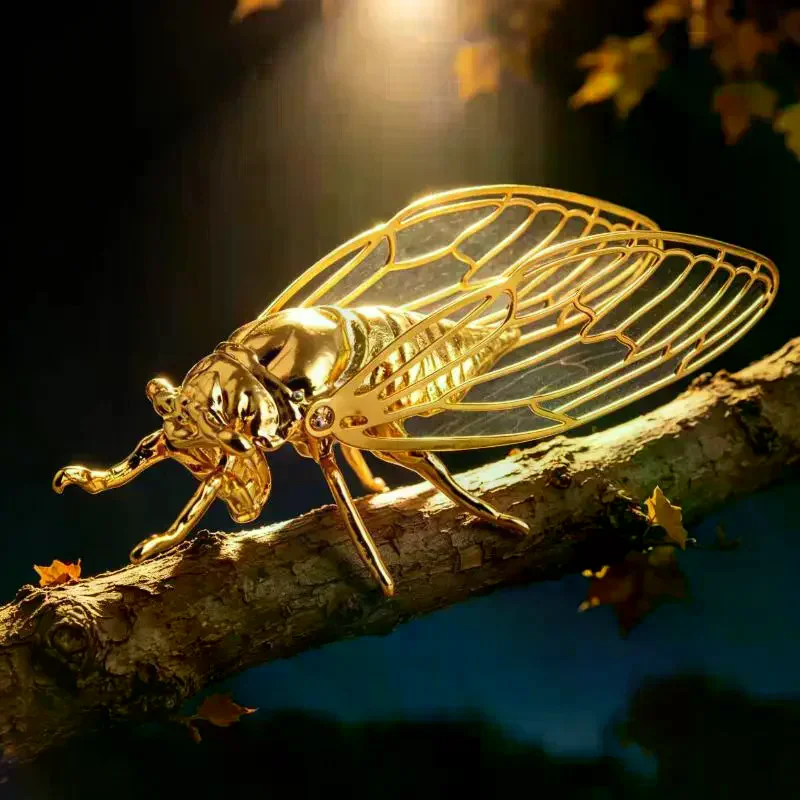 Brass Cicada Hollowed Out Cicada Decoration Chinese Zen Thread Incense Seat Tea Room Handicraft