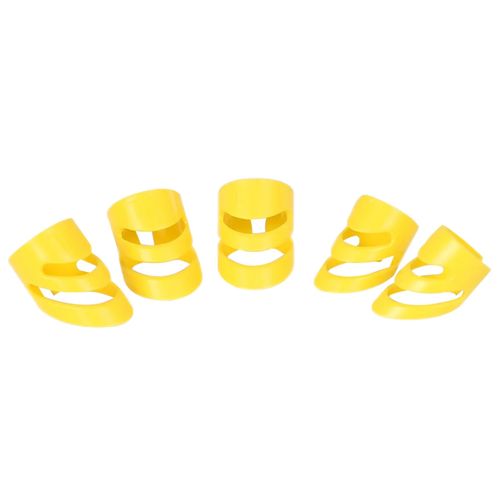 

5pcs Durable Guitar Ring Finger Sleeve Finger Pick Colorful Guitar Bass Thumb Finger Picks （Size M Yellow)