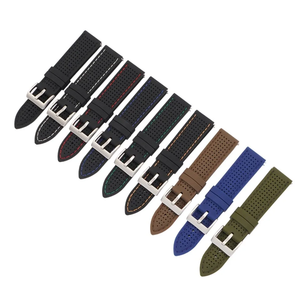 Weiches Silikon-Gummi-Uhrenarmband, 18 mm, 20 mm, 22 mm, 24 mm, für Herren und Damen, Sport, wasserdicht, atmungsaktiv, Schnellverschluss-Armband – Detail 3