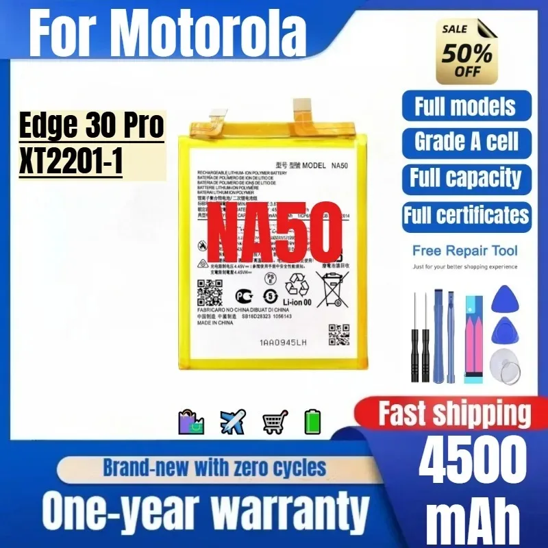 

NA50 for Motorola Edge 30 Pro/XT2201-1 Phone Battery High Quality High Capacity Replacement Bateria Grade A Cell with Tools