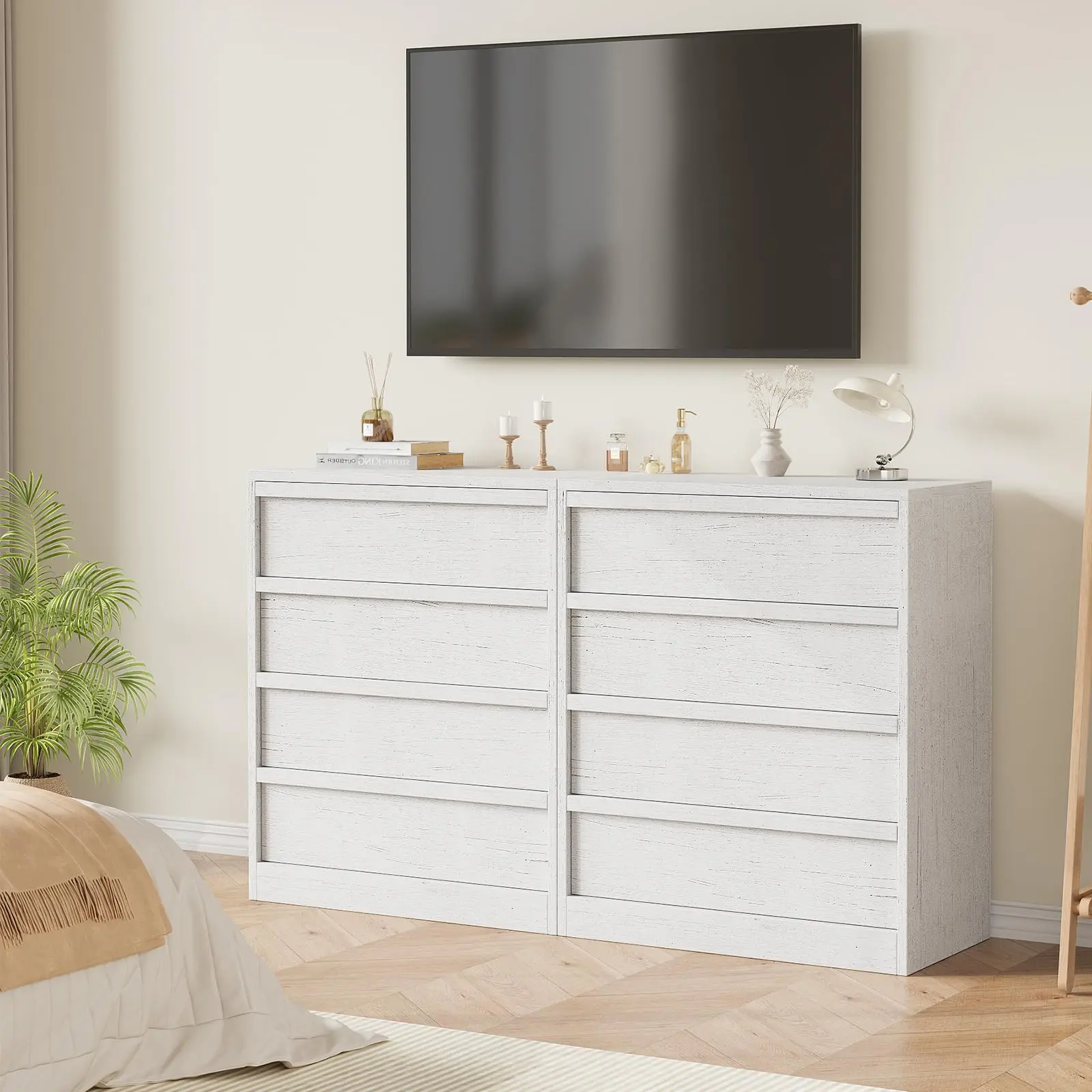 3-Drawer Wooden Dresser with Anti-Tip Safety – Antique White Chest of Drawers for Bedroom, Living Room or Nursery, Smooth Glide Storage Cabinet – 3-Drawer Chest