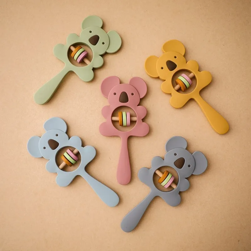 Silicone Rattles for Kids Animal Koala Handbells Newborn Baby Bed Bell Educational Toys Safe Food Grade Baby Teether Baby Items