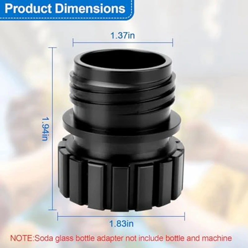 Black Quick Connect Soda Bottle Adapter, Soda Maker Bottle Attachment Refill Cap For Connecting Glass Bottles To Soda Machines