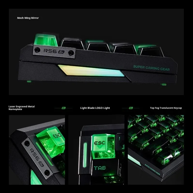Teclado mecânico atk rs6 air com fio, modo único, 8khz, junta rgb, eixo magnético personalizado, teclado para jogos, acessórios para laptop