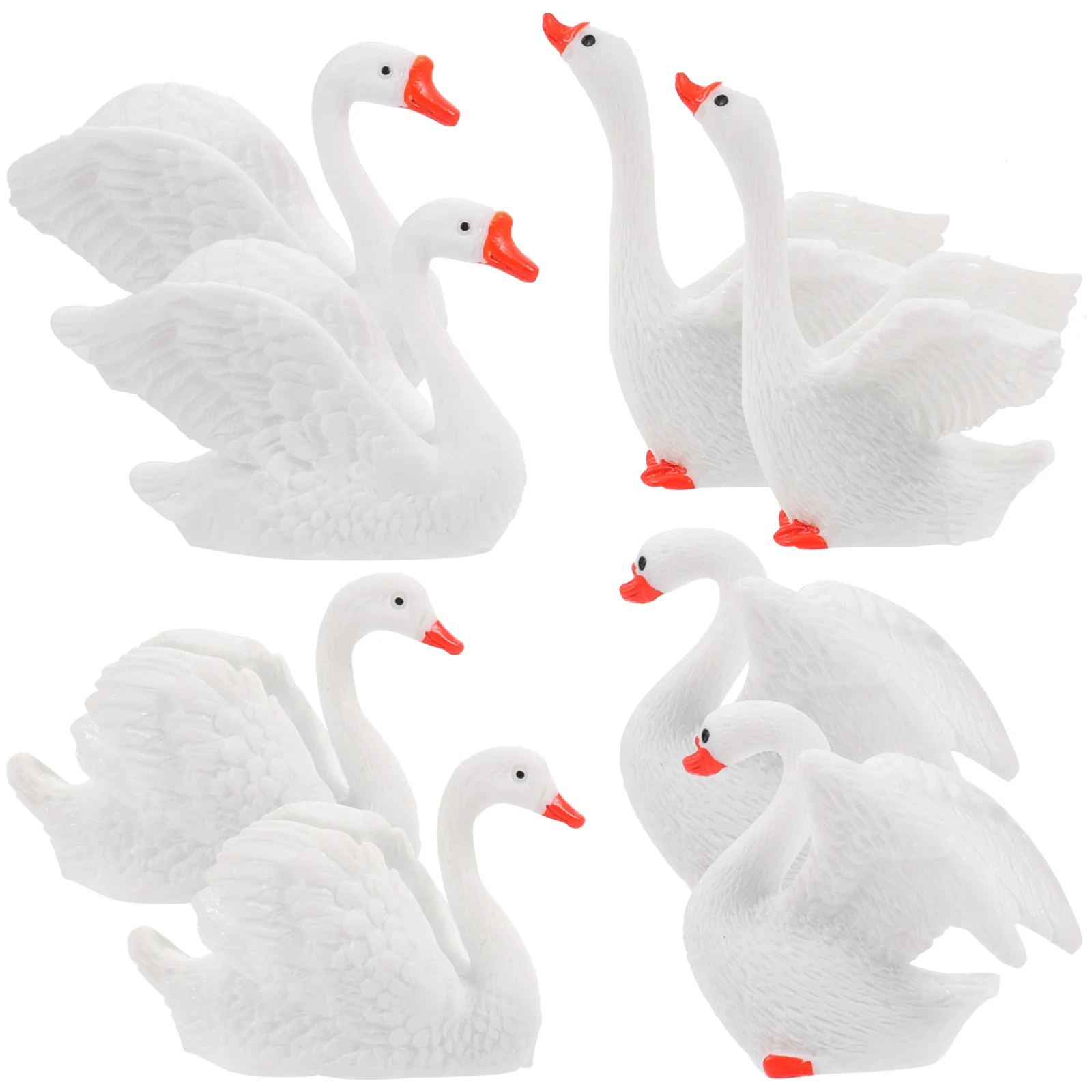 

8 Pcs Resin Swan Figurines Realistic Shape Miniature Garden Decor Cute Animal Crafts Desktop naments Bonsai Accessories Wear