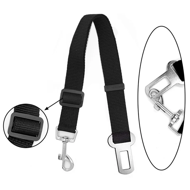 Cinto de segurança ajustável para Pet, Chumbo Dog Collar Segurança, Nylon Tecido Tether, Suprimentos de Viagem, Acessórios