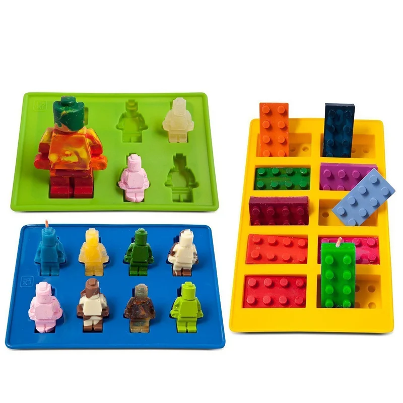 Robot Ice Bricks Cube Tray Silicone Mold Candy Moulds Chocolate Moulds For Kids Baking Minifigure Building Block Themes Set