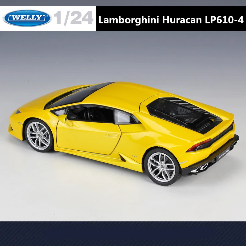 WELLY 1:24 Lamborghini Huracan LP610-4 Alloy Sports Car Model Diecasts Metal Toy Race Car Model Simulation Collection Kids Gifts