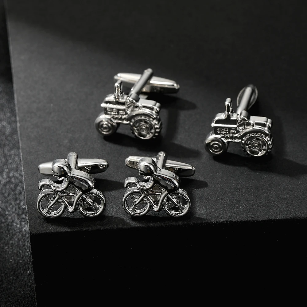 Motorcycle Bicycle Tractor Shaped Cufflinks Means of Transportation Jewelry Accessories For Men