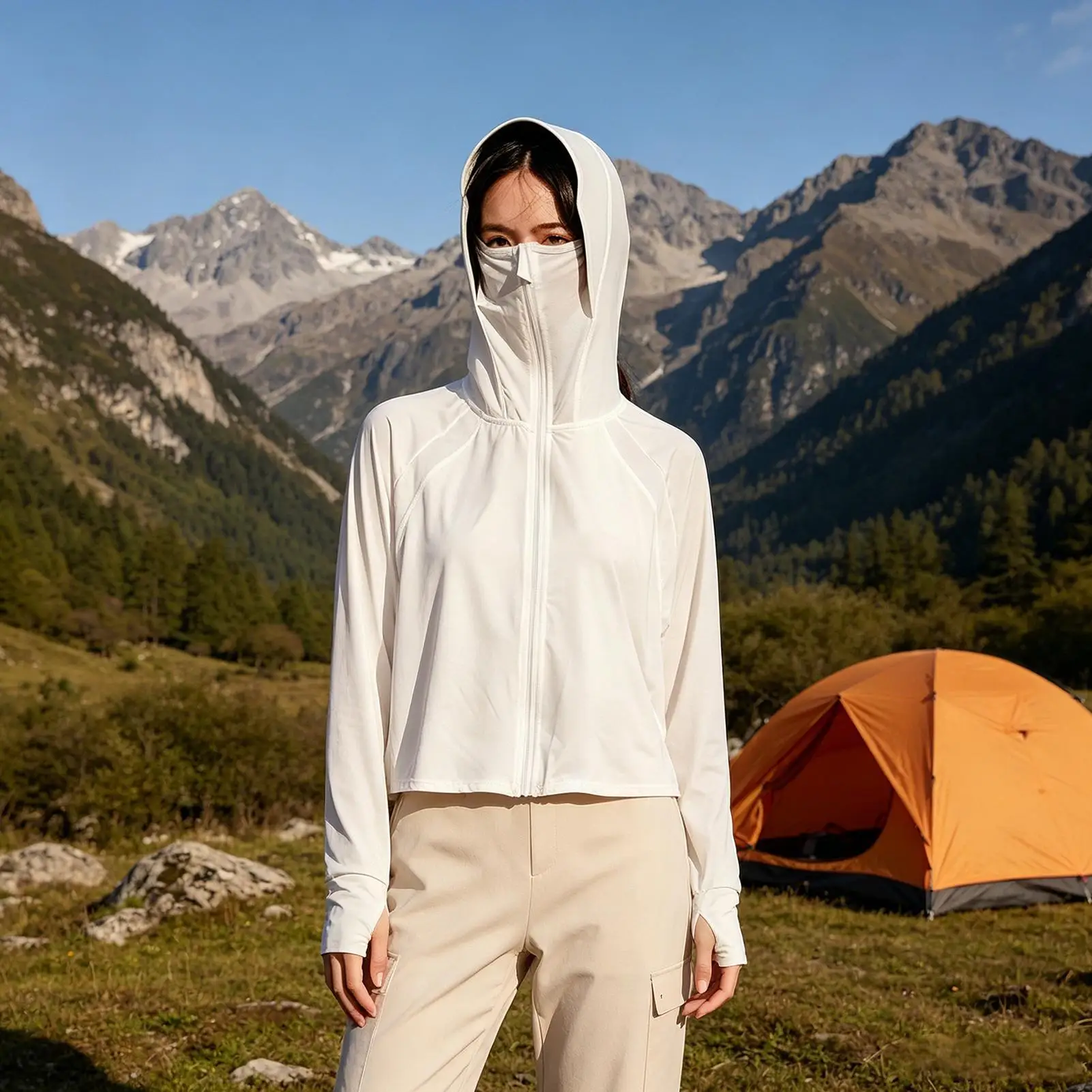 Sun Protective Jacket Long Sleeve Full Zip Lightweight Shirt Women Sun Protection Clothing For Outdoor Hiking Walking Running