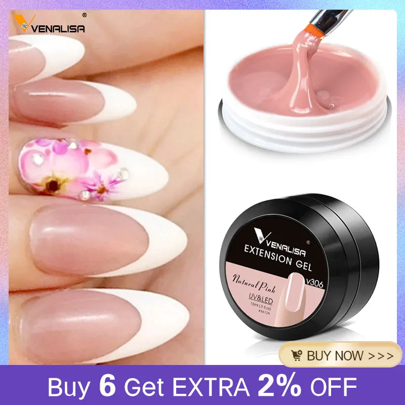 

Venalisa 15ml Strong UV Construction Gel Thin Jelly Soak Off Cover Pink Clear Builder Camouflage Nail Gel Extend French Gel