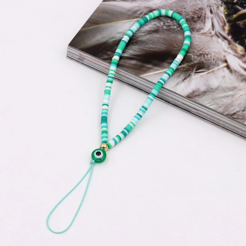 2024 Trendy Mobile Strap Phone Charm Clay Beads Phone Chain Evil Eye Jewelry for Women Girls Anti-Lost Lanyard Accessories Gifts