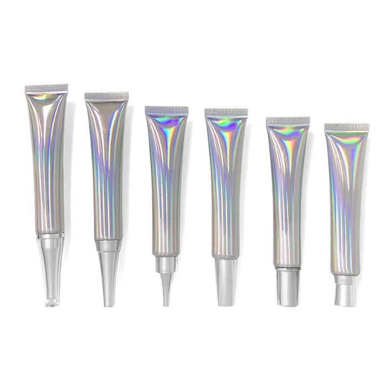 5PCS 20ml Holographic Silver Squeeze Tube Cosmetic Airless Lotion Pump Eye Cream Refillable Bottle Empty Plastic Lip Gloss Tube