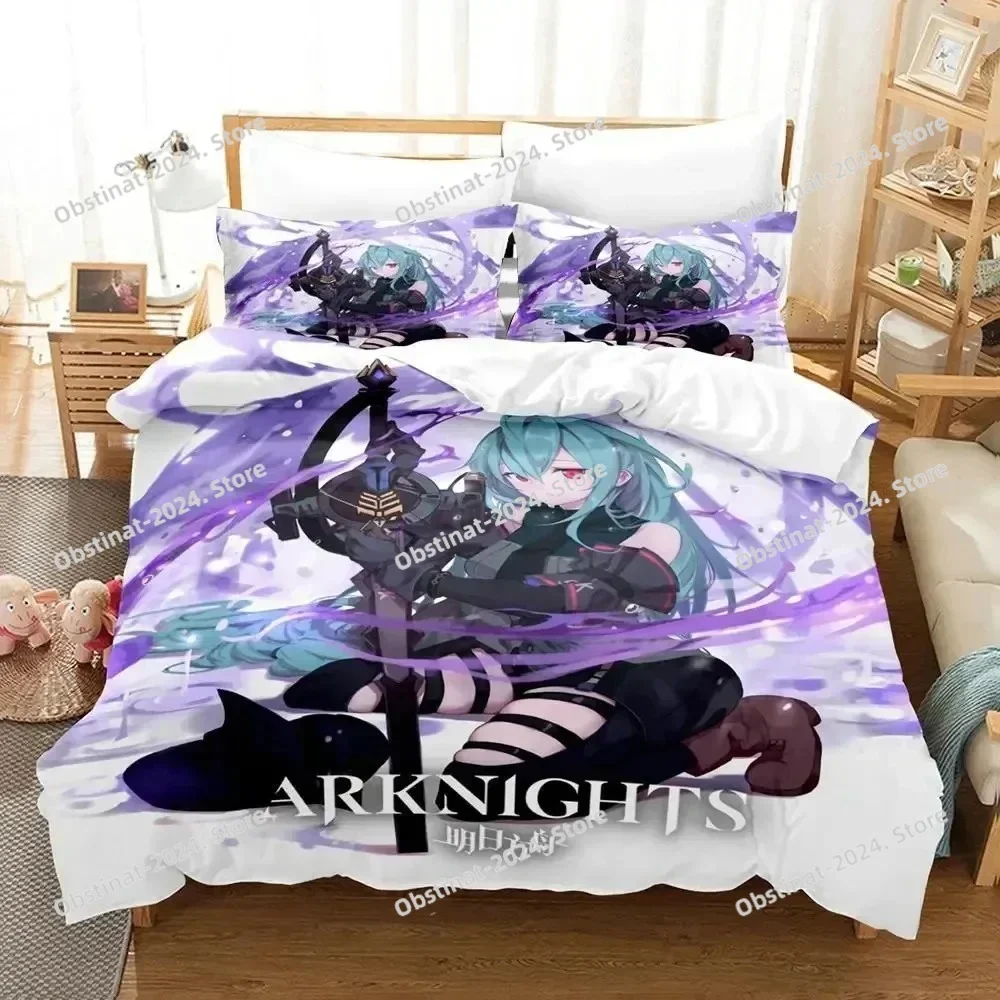 

3D Print Anime Game Arknights Bedding Set Duvet Cover Bed Set Quilt Cover Pillowcase Comforter king Queen Size Boys Adult