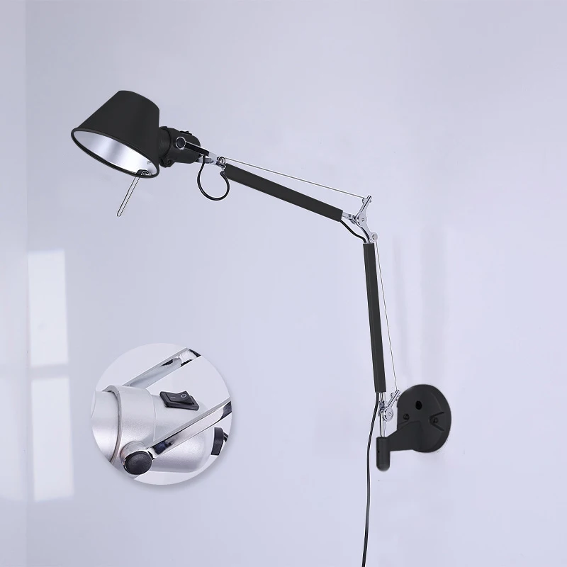 

2pcs/set Scrub Black modern Foldable wall lamps long swing arm Adjustable Aluminum sconces lamps Telescopic wall lights Bedside