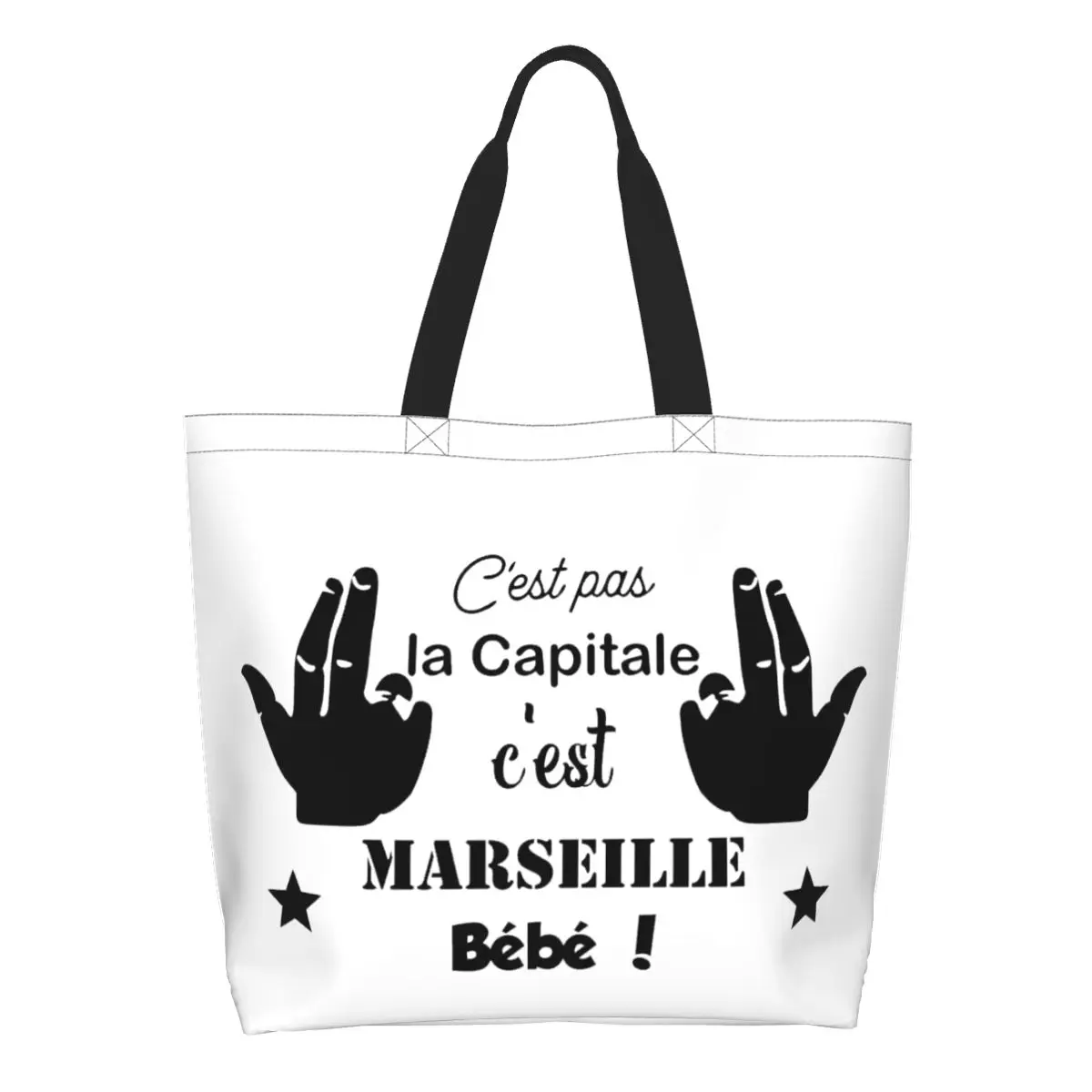 

Custom C'est Marseille Bebe JUL Groceries Tote Shopping Bags Women Cute Canvas Shopper Shoulder Bags Big Capacity Handbags