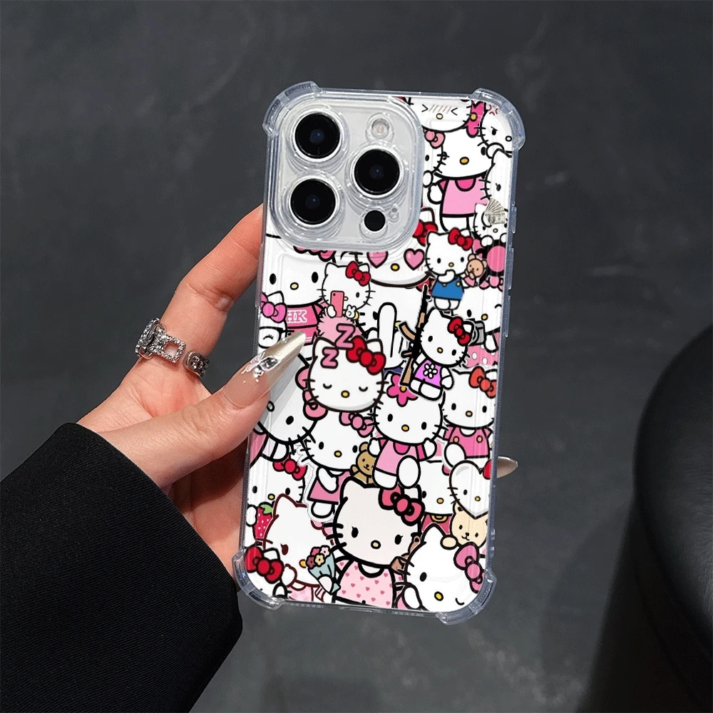 Custodie per cellulari Hello Kitty Cat per iPhone 15 IPhone 16/15/14/13/12/11/x/xs/xs Max Custodia per telefono trasparente per ragazze Regalo Hellokitty