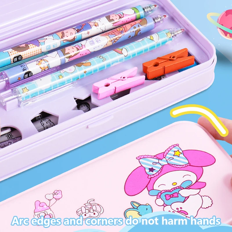 Sanrio Cinnamoroll My Melody Anime Kawaii Pencil Box Cute Cartoon Kuromi Students Large Capacity Pen Bag Stationery Kids Gifts