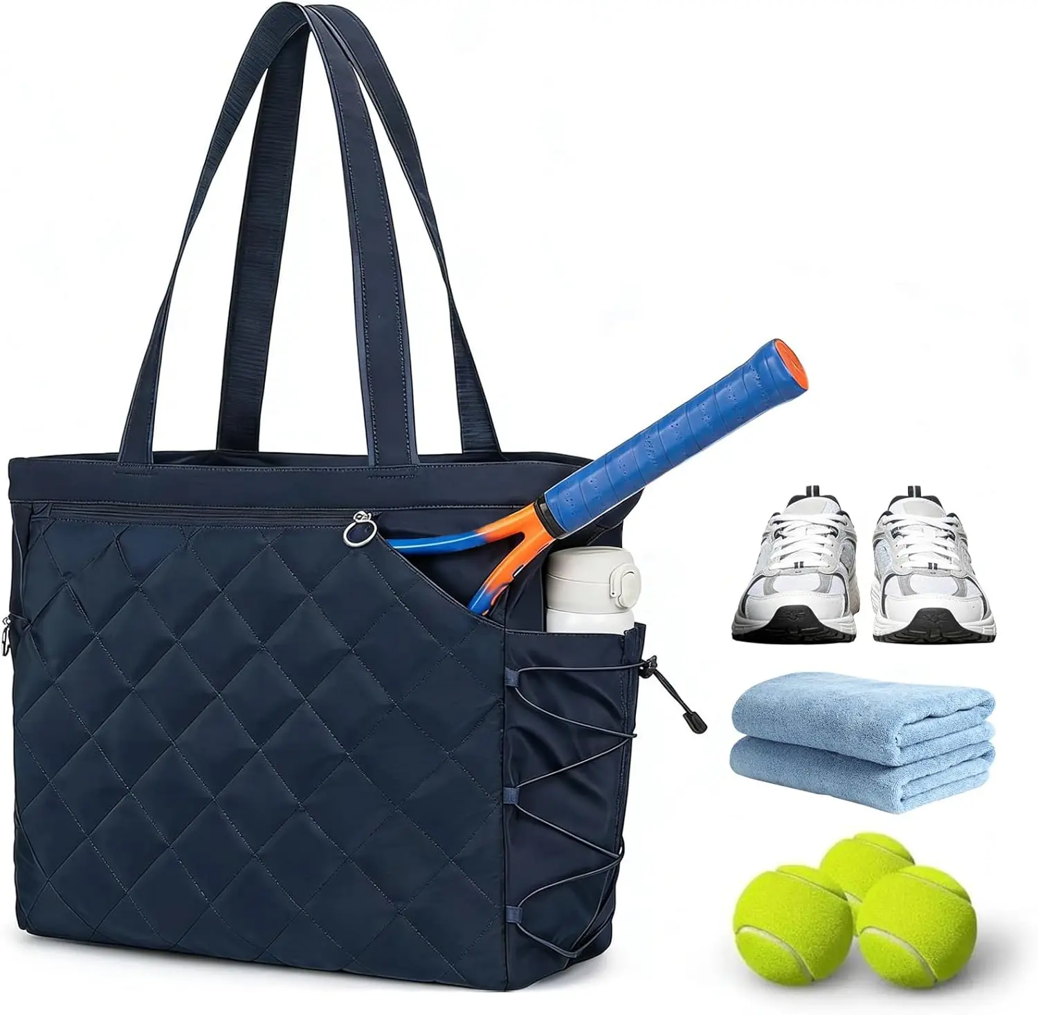 Bolsa de Tenis Garvee Extra Grande con Compartimento para Zapatos para Mujer, Bolsa de Raquetas Ligera Resistente al Agua con Capacidad para 2-4 Raquetas, Bolsa Deportiva de Poliéster Acolchado para Pickleball, Color Azul