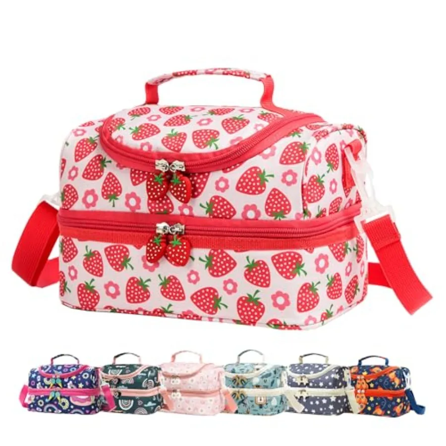 

Insulated Dual Compartment Lunch Bags Tote for Girls Boys Toddler Lunch Boxes Pre-School Toddler Kindergarten Picnic Camp Food