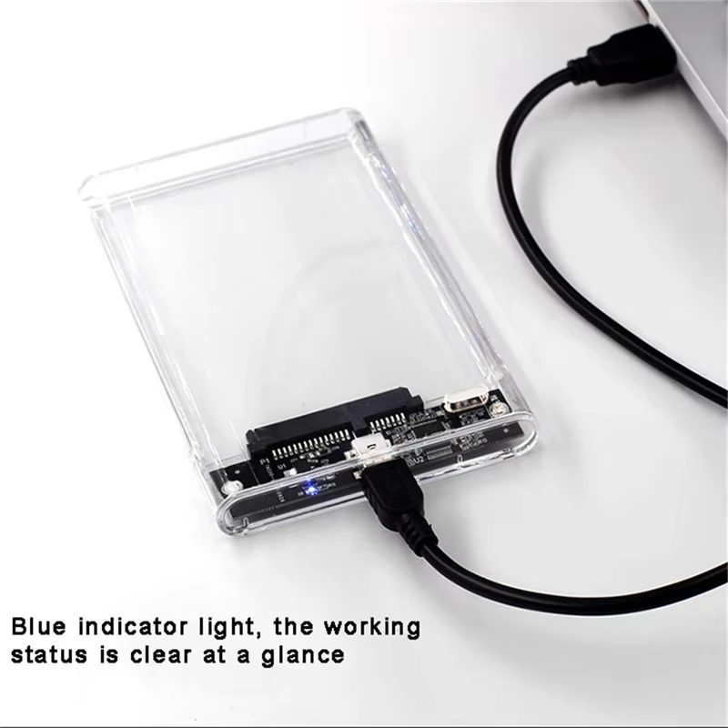 New Tool-Free Transparent HDD Enclosure 2.5 Inch SATA SSD to