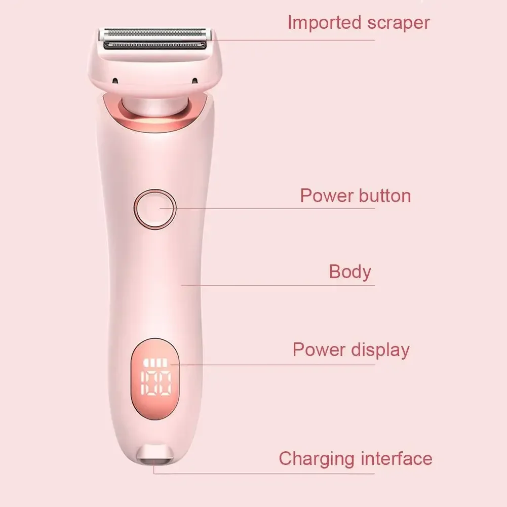 Painless Hair Removal At Home 2 In 1 Electric Shaver Razors for Women Bikini Trimmer for Pubic Hair Wet & Dry Electric Shaver
