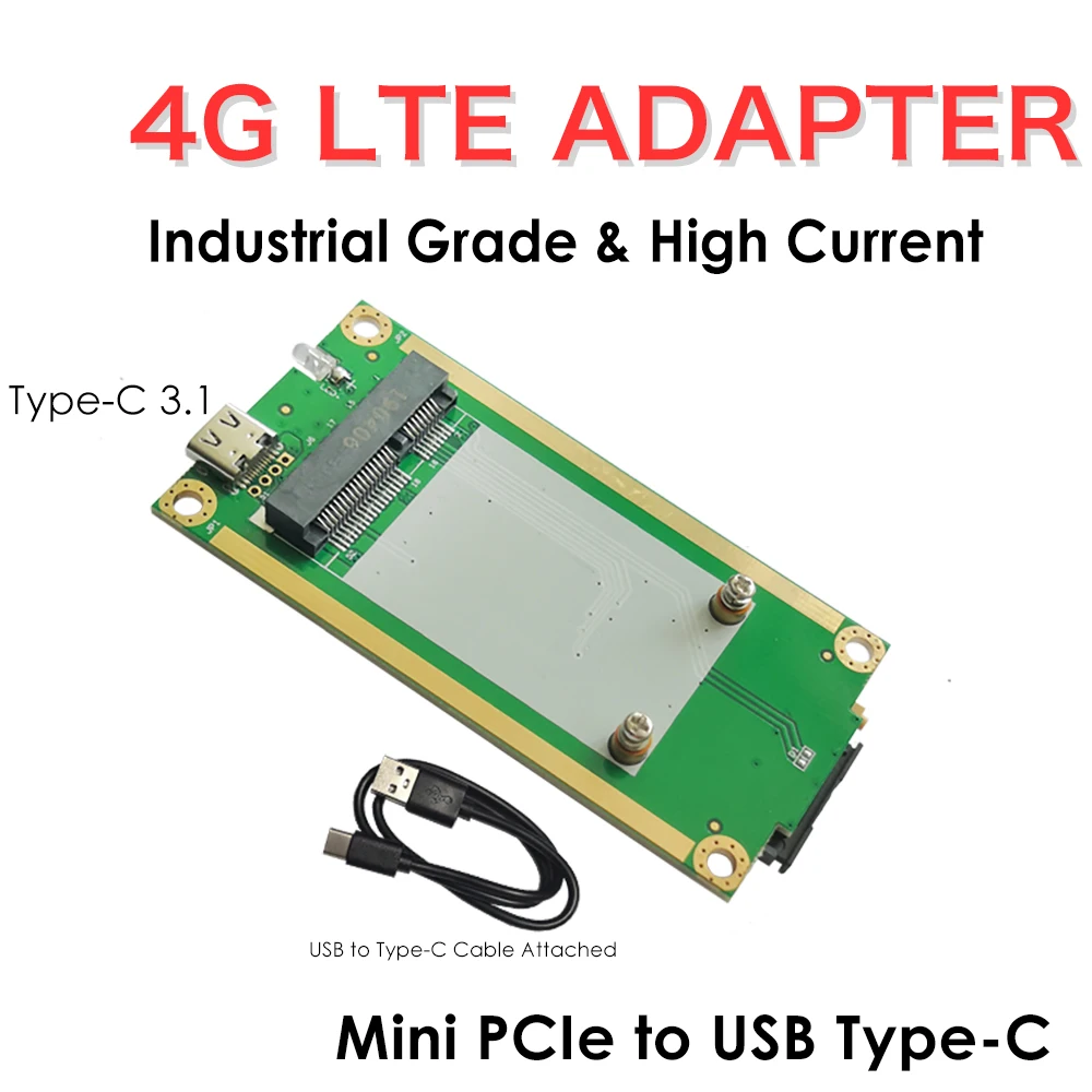 4G LTE Industrial Mini PCIe to USB Adapter(Type-C USB3.1) W/SIM Card Slot Type-C to USB Cable For WWAN/LTE 3G/4G Wireless Module
