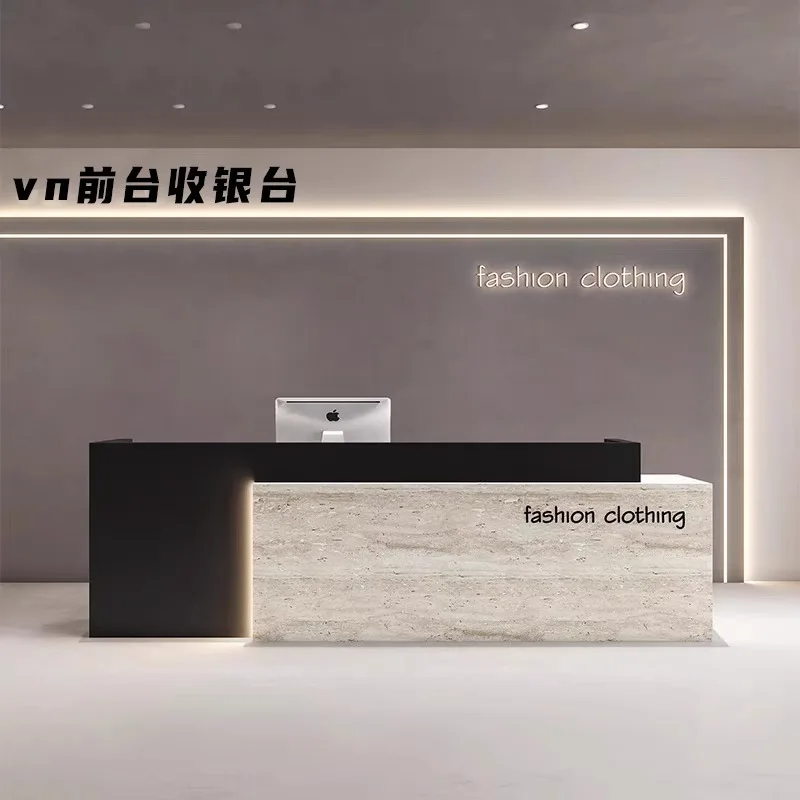 Reception Counter Cosmetics Small Table Reception Beautician Counter Desk Shops Travertine Receptionist Desk Office Furniture