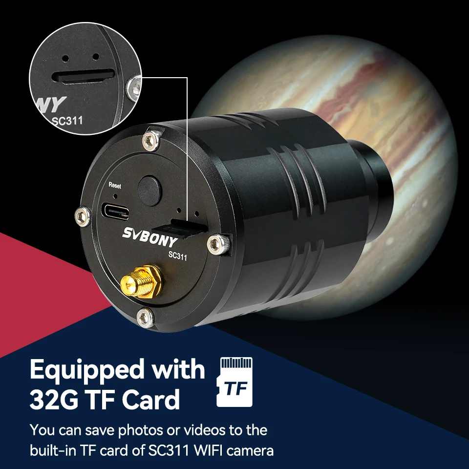 Imagem -05 - Câmera Astronômica Svbony Sc311 Imx662 2.4g Wifi para Fotografia Planetária Astronômica e Fotografia Solar e Lunar Eaa
