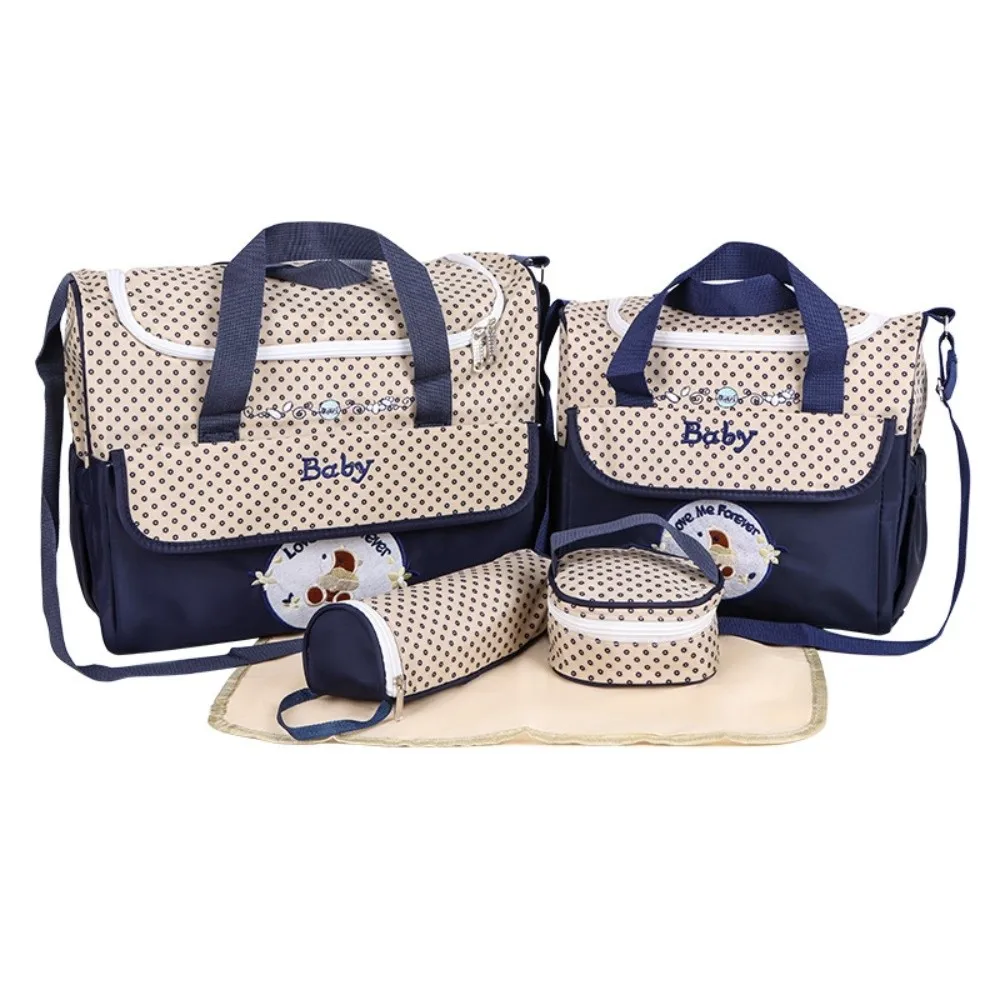 

5Pcs/set New Large Capacity Mommy Bag Multifunctional Lightweight Shoulder Bag Waterproof Crossbody Bags Mother Baby