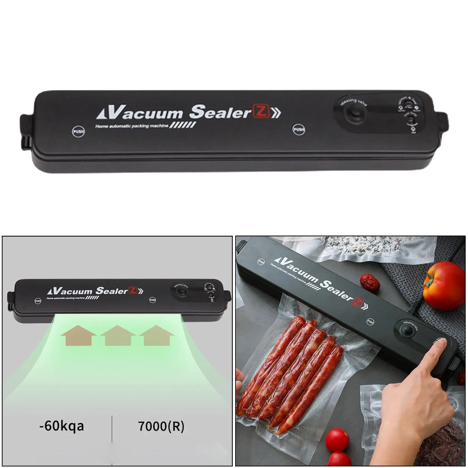 Компактный автоматический вакуумный упаковщик, электрический пластиковый упаковщик для зерна, печенья