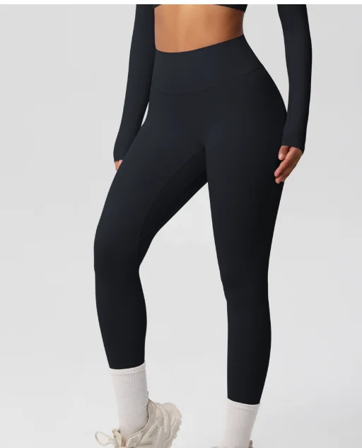 Skinny solid color double-sided abraded high-waisted quick-drying bottoming fitness clothes outdoor running sports yoga pants