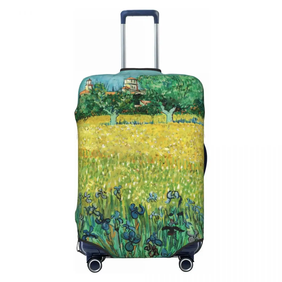 Vincent Van Gogh Suitcase Cover Field with Flowers Flight Travel Useful Luggage Case Protector