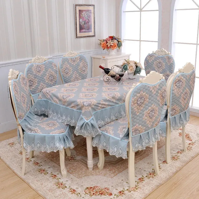 Four Seasons Universal Tablecloth Chair Cover Set Home Dining Room Decorative Tablecloth Chair Seat Cushion Chair Back Cover