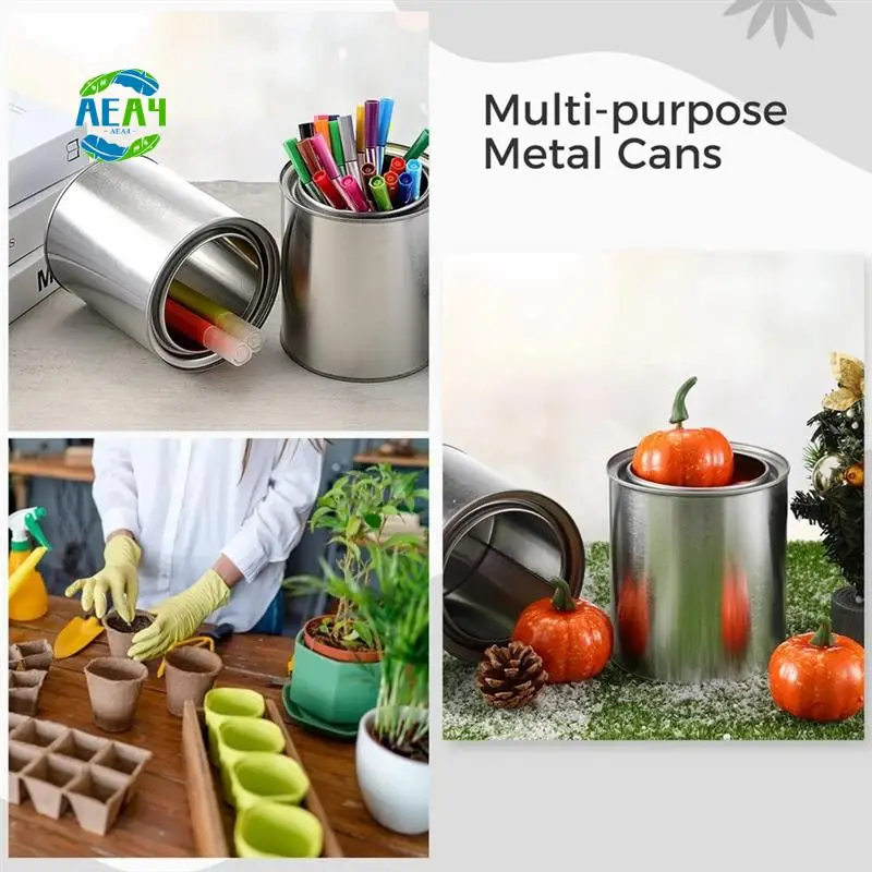 AEA4-12Pcs Metal Paint Cans 0.5L Empty Unlined Paint Cans Metal Paint Pails For Crafts DIY Projects Storage Containers