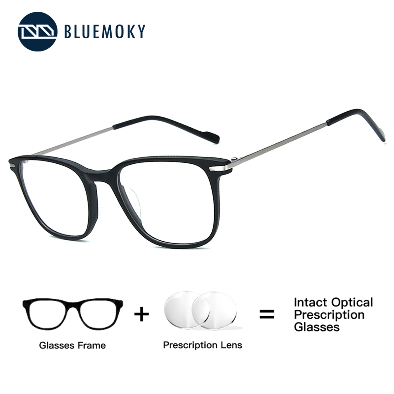 

BLUEMOKY Acetate Square Prescription Glasses Progressive Myopia for Men and Women Anti Blue Light Photochromic Lenses